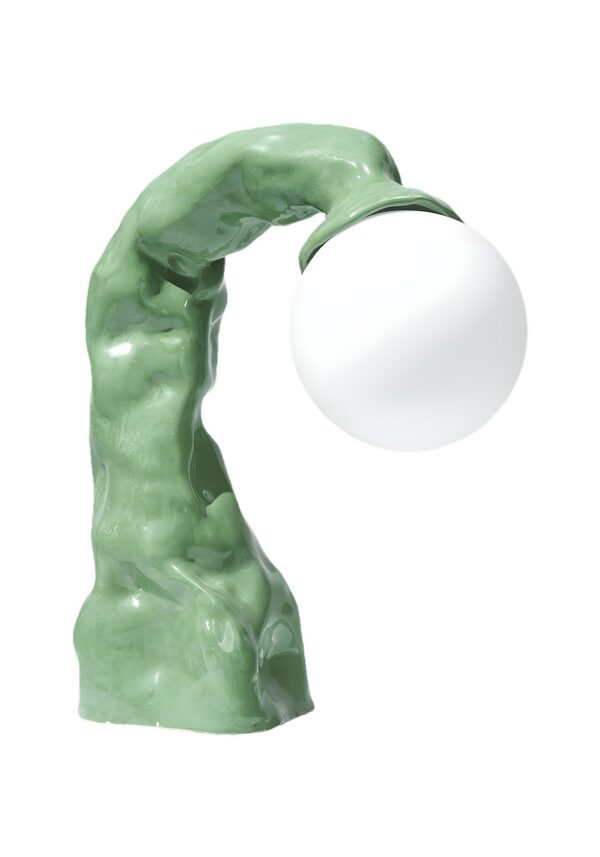 lampe céramique Lean verte émaillée sur fond blanc