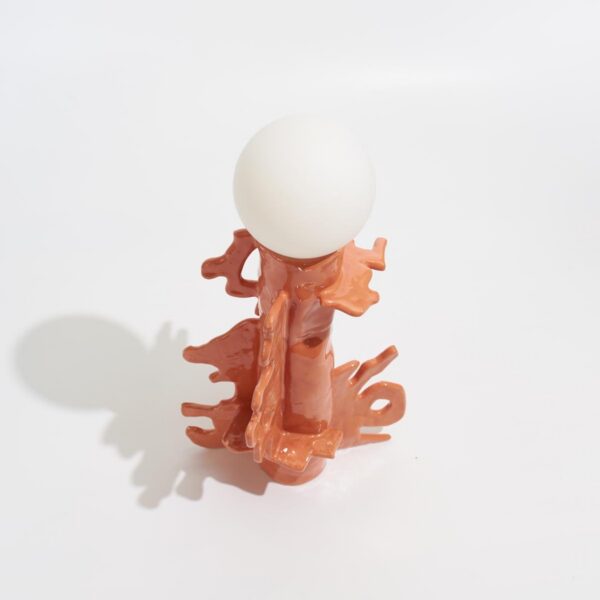 lampe céramique Puzzle plaques ondulées orange vues de trois quarts
