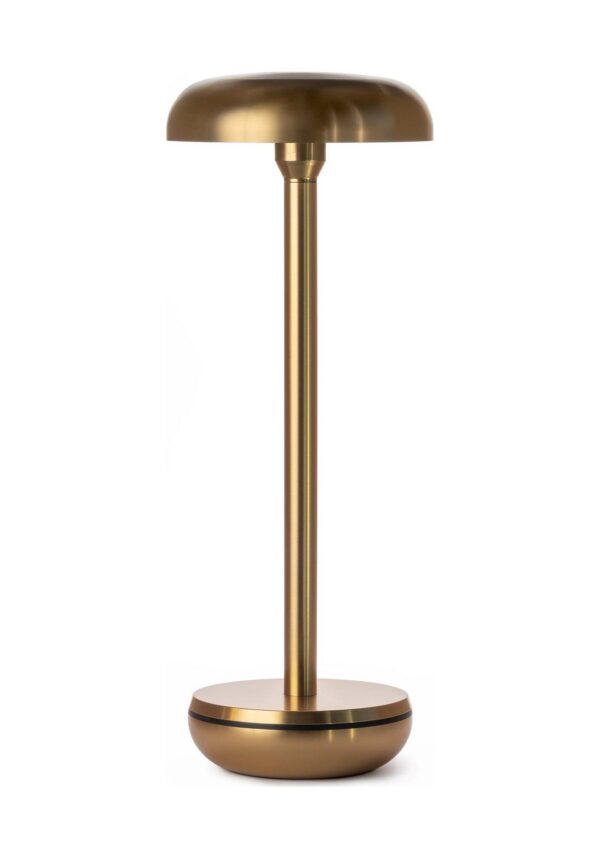 lampe rechargeable Air Humble, finition Gold, pied doré et abat-jour aluminium doré