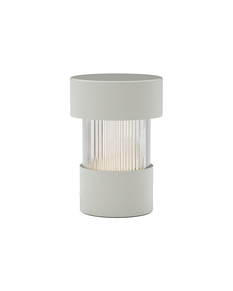 Lampe rechargeable Balise en fer et verre soufflé par Robin Lamps lampe rechargeable Balise blanc mat, verre cannelé