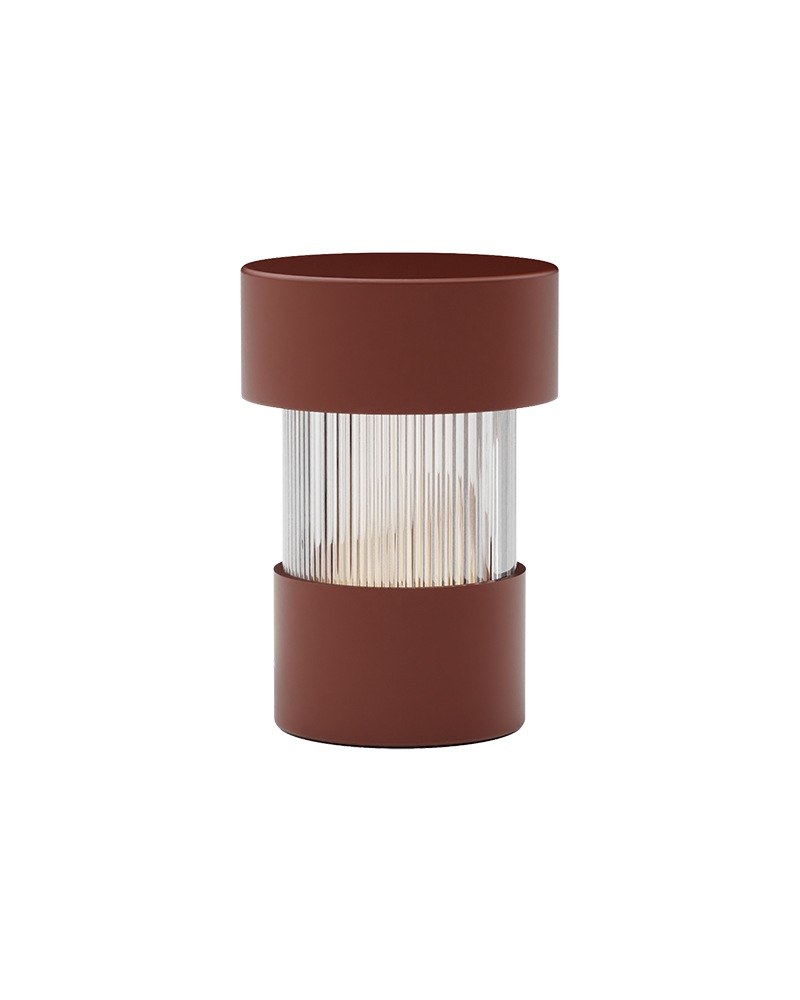 Lampe rechargeable Balise en fer et verre soufflé par Robin Lamps lampe rechargeable Balise terracotta, verre cannelé