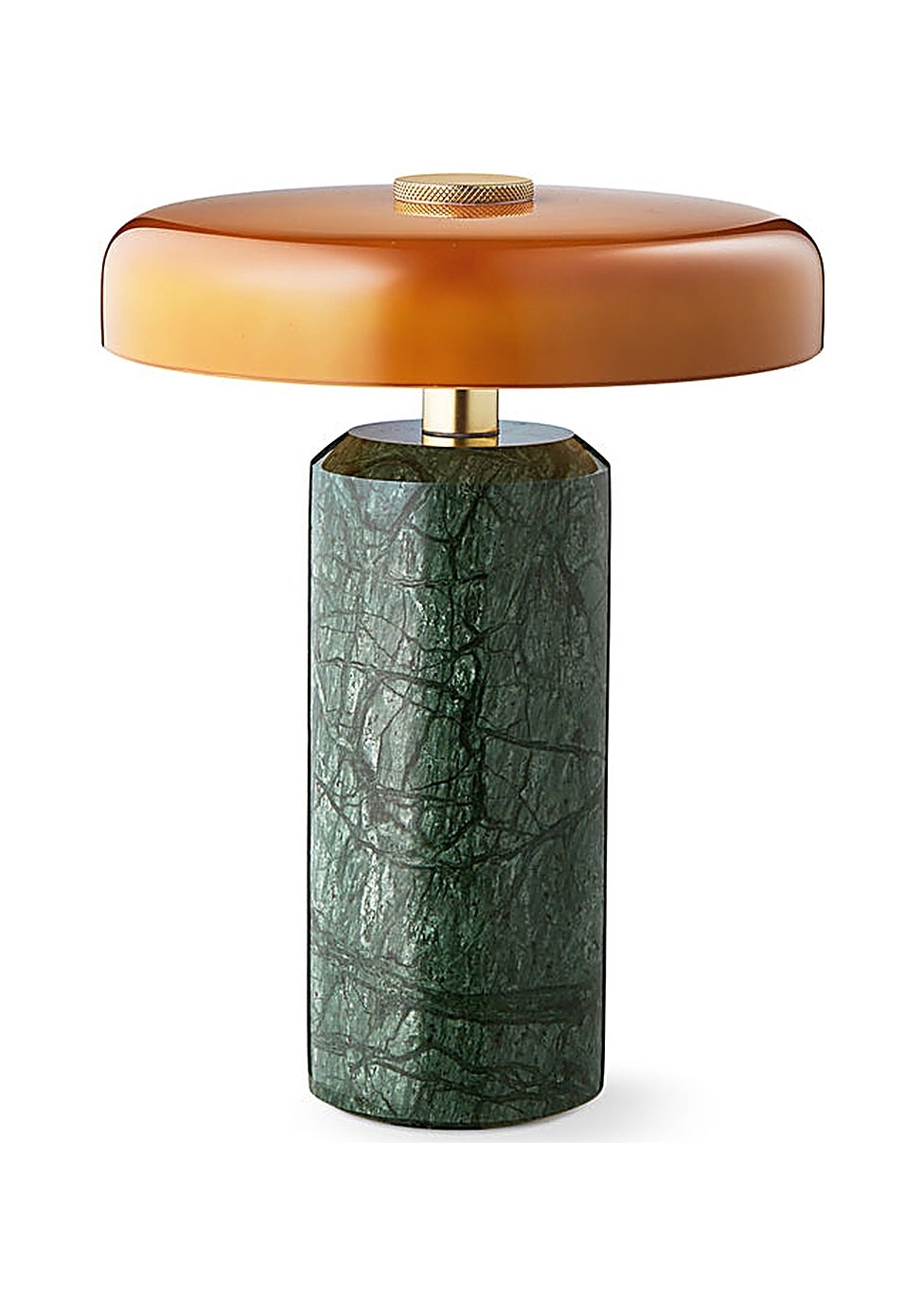 Lampe rechargeable Trip par Design by Us, marbre et verre lampe rechargeable Trip Design by Us, coloris Moss, marbre vert foncé et verre ambre