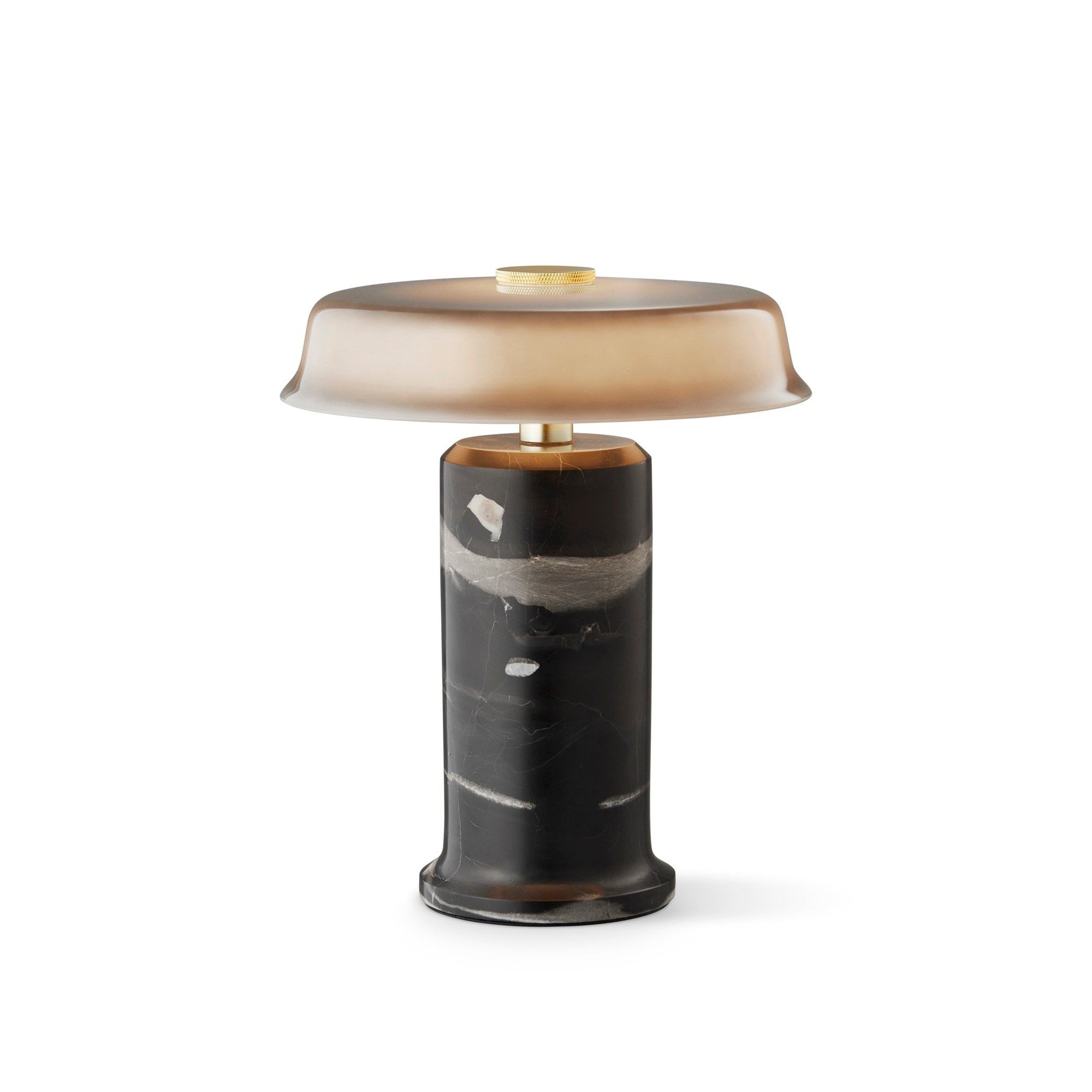 Lampe rechargeable Trip No. 2 par Design by Us, marbre et verre lampe rechargeable Trip No. 2 Design by Us, coloris Ash allumée