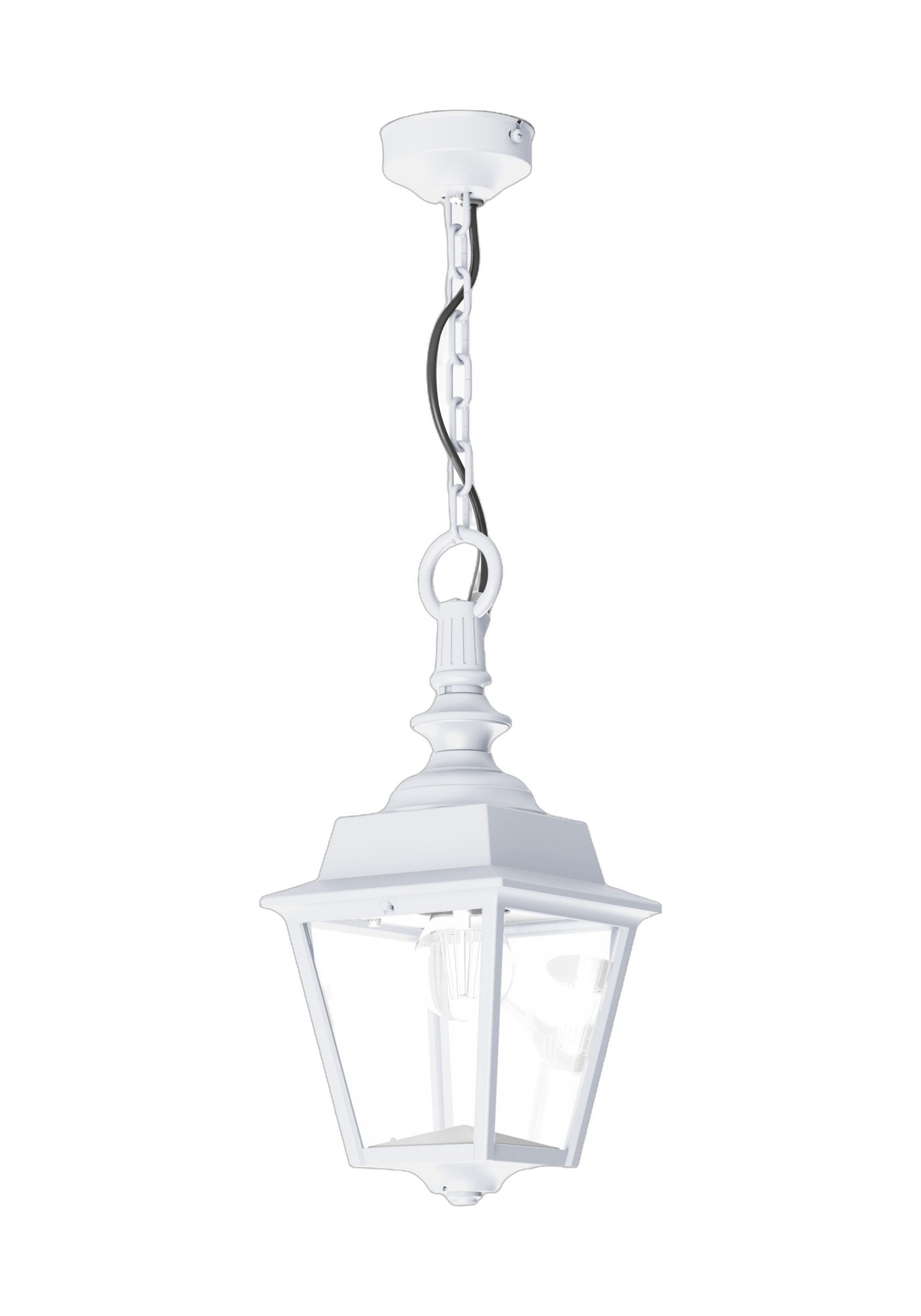 Lanterne extérieure suspendue Chenonceau par Roger Pradier lanterne extérieure suspendue Chenonceau en aluminium blanc, rendu sur fond blanc