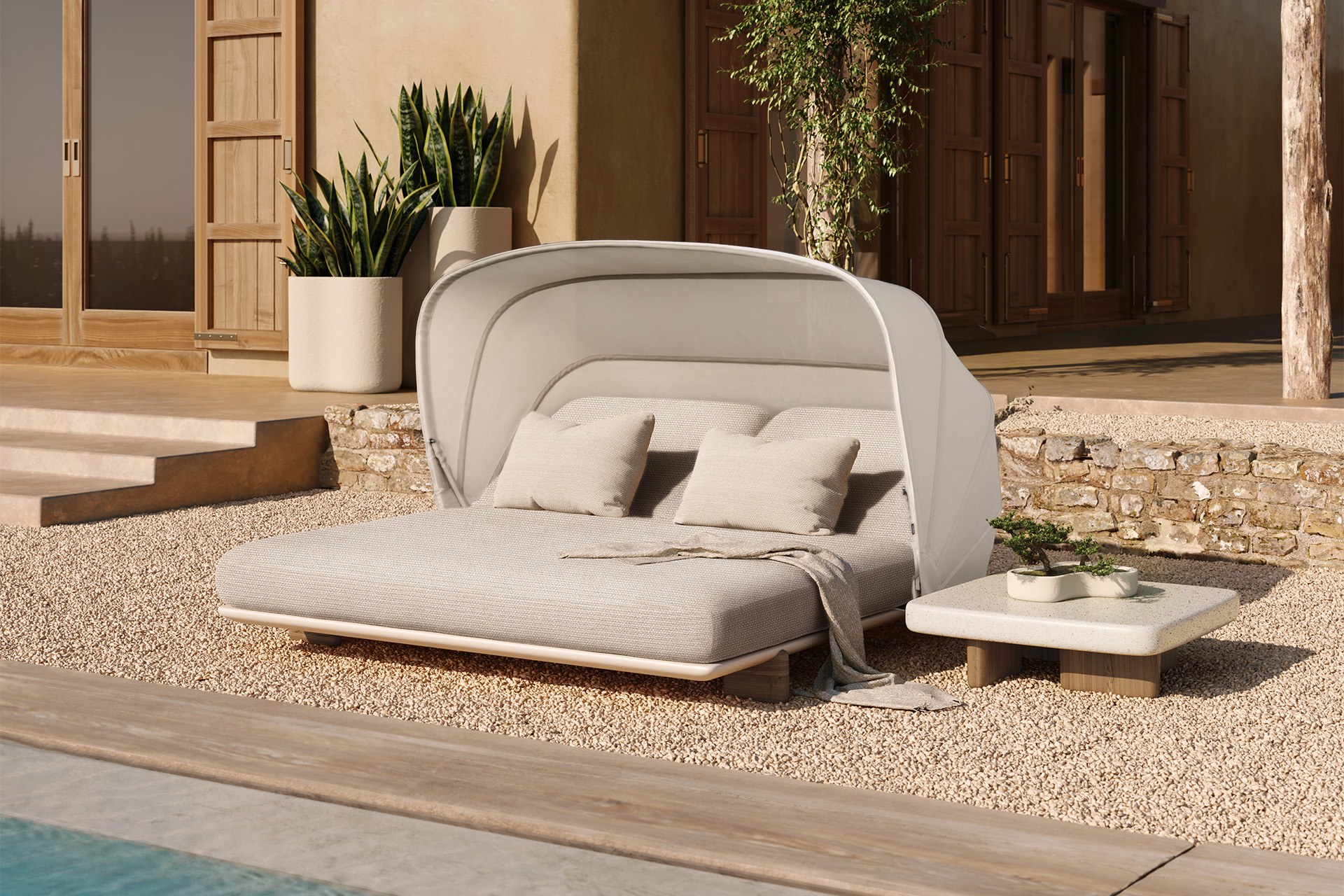 lit de jardin Milos Vondom en situation, photo d'ambiance