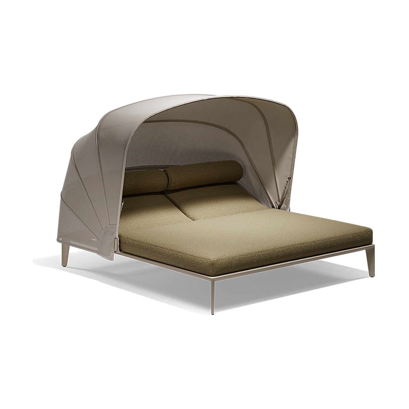 Lit de jardin Pasadena avec ou sans toit en aluminium et tissu au design contemporain par Jean-Marie Massaud x Vondom lit de jardin Pasadena Vondom, version avec toit pliant