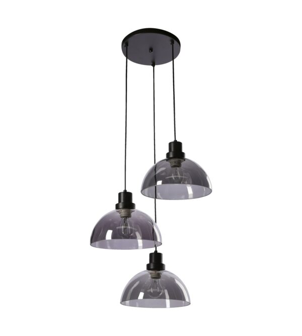 lustre trois dômes verre fumé sur fond blanc