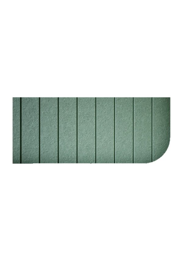 mur acoustique arrondi Curve Wall Chameleon en feutre PET vert, coin arrondi, fond blanc