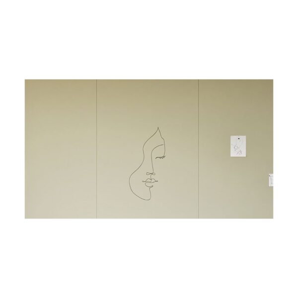 mur d'écriture magnétique Sharp Wall Chameleon, surface mate verte sans cadre avec dessin au marqueur, fond blanc