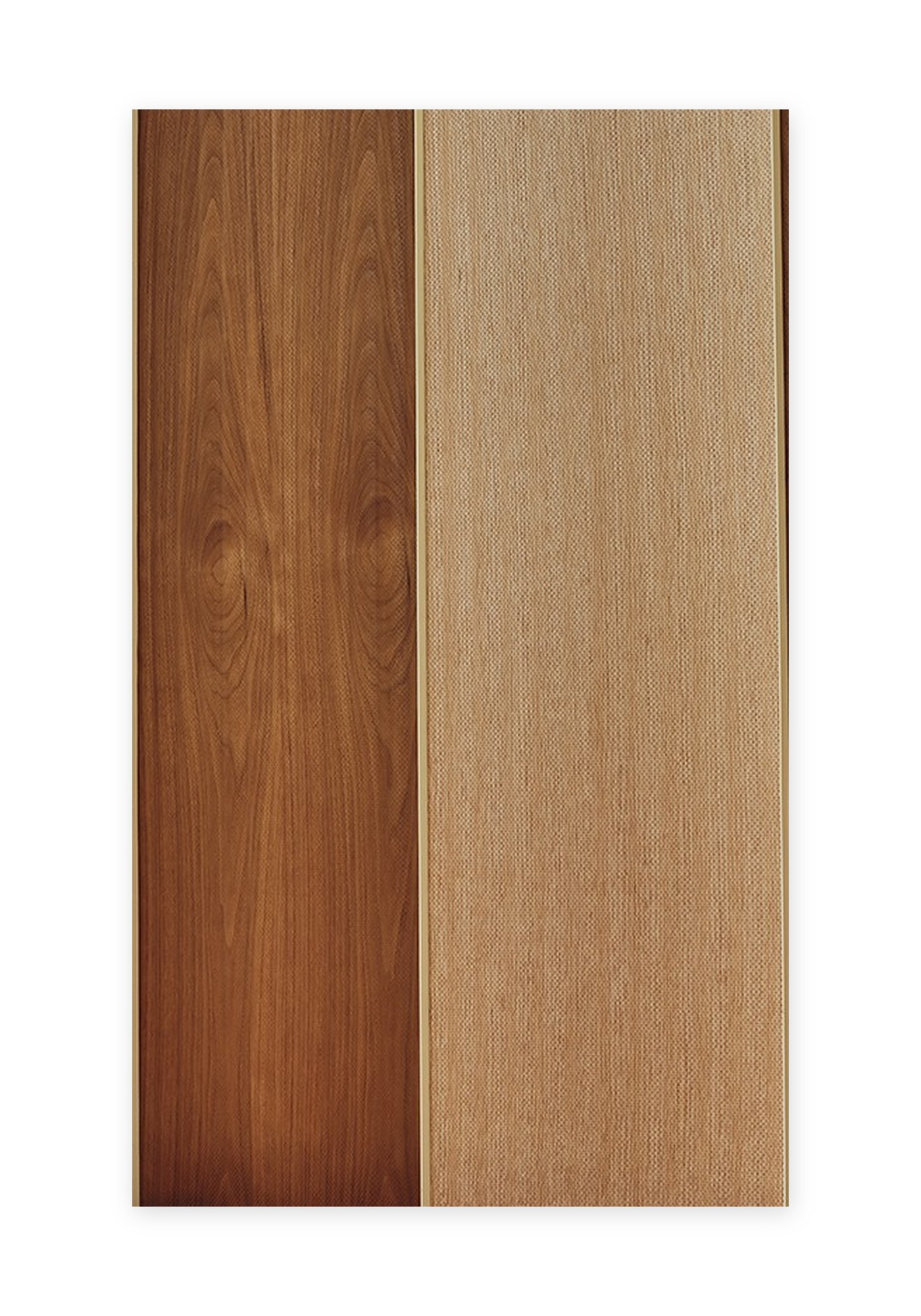 Panneau acoustique mural Woody par Slalom, placage de bois panneau acoustique bois Slalom Woody en noyer et chene, fond blanc
