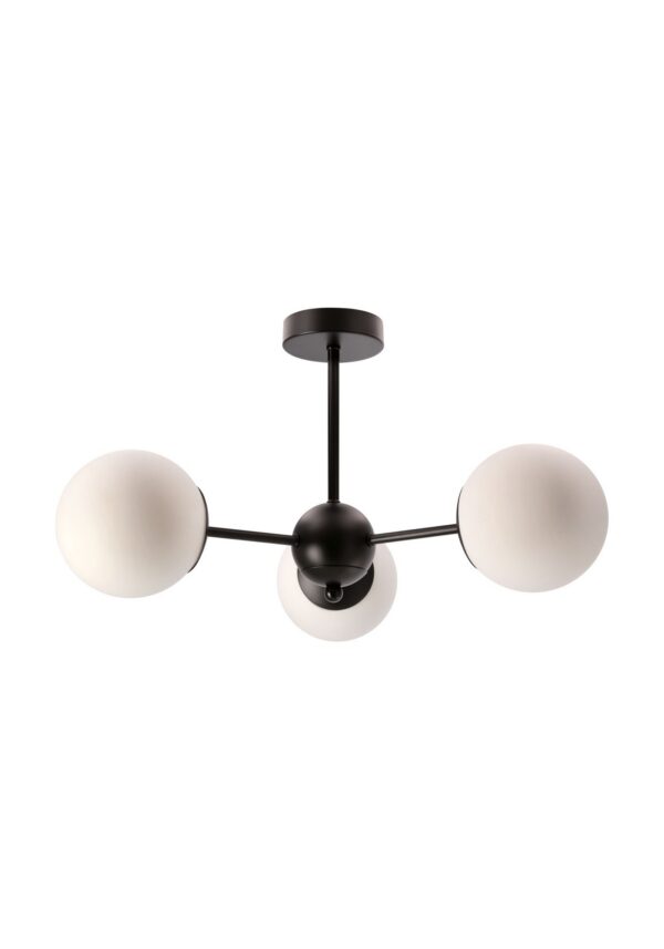 plafonnier boules opales 3 lumieres sur fond blanc