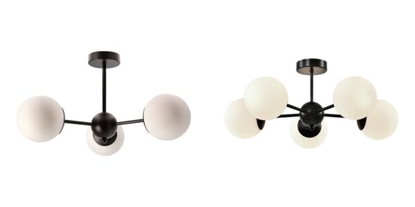 plafonnier boules opales en version 3 et 5 lumieres
