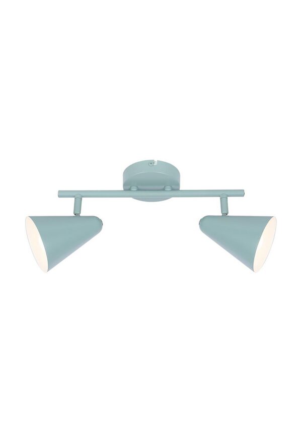 plafonnier deux spots pastel gris bleute sur fond blanc