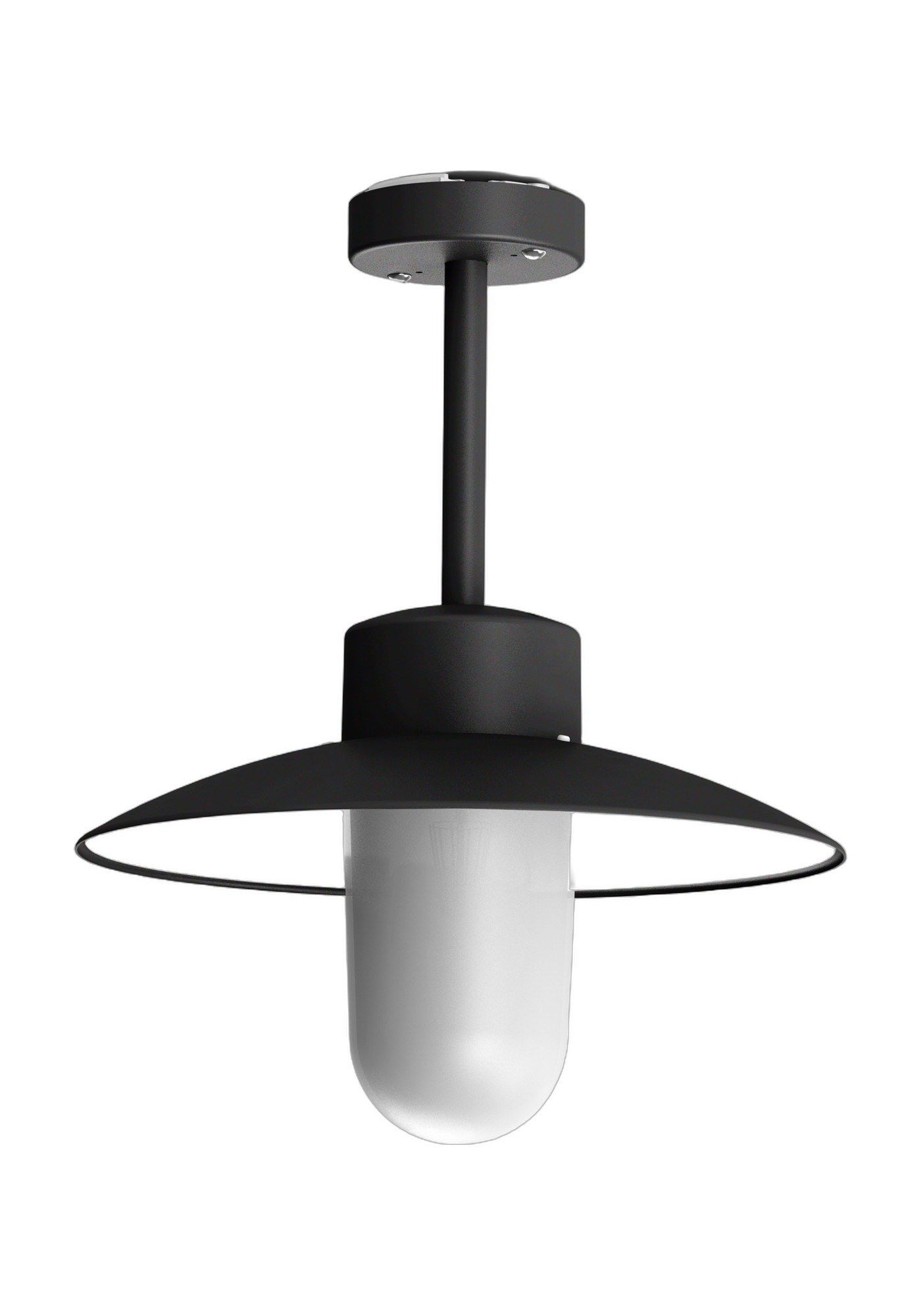 Plafonnier extérieur Belcour en aluminium par Roger Pradier plafonnier extérieur Belcour en aluminium noir foncé avec verre dépoli, rendu sur fond blanc