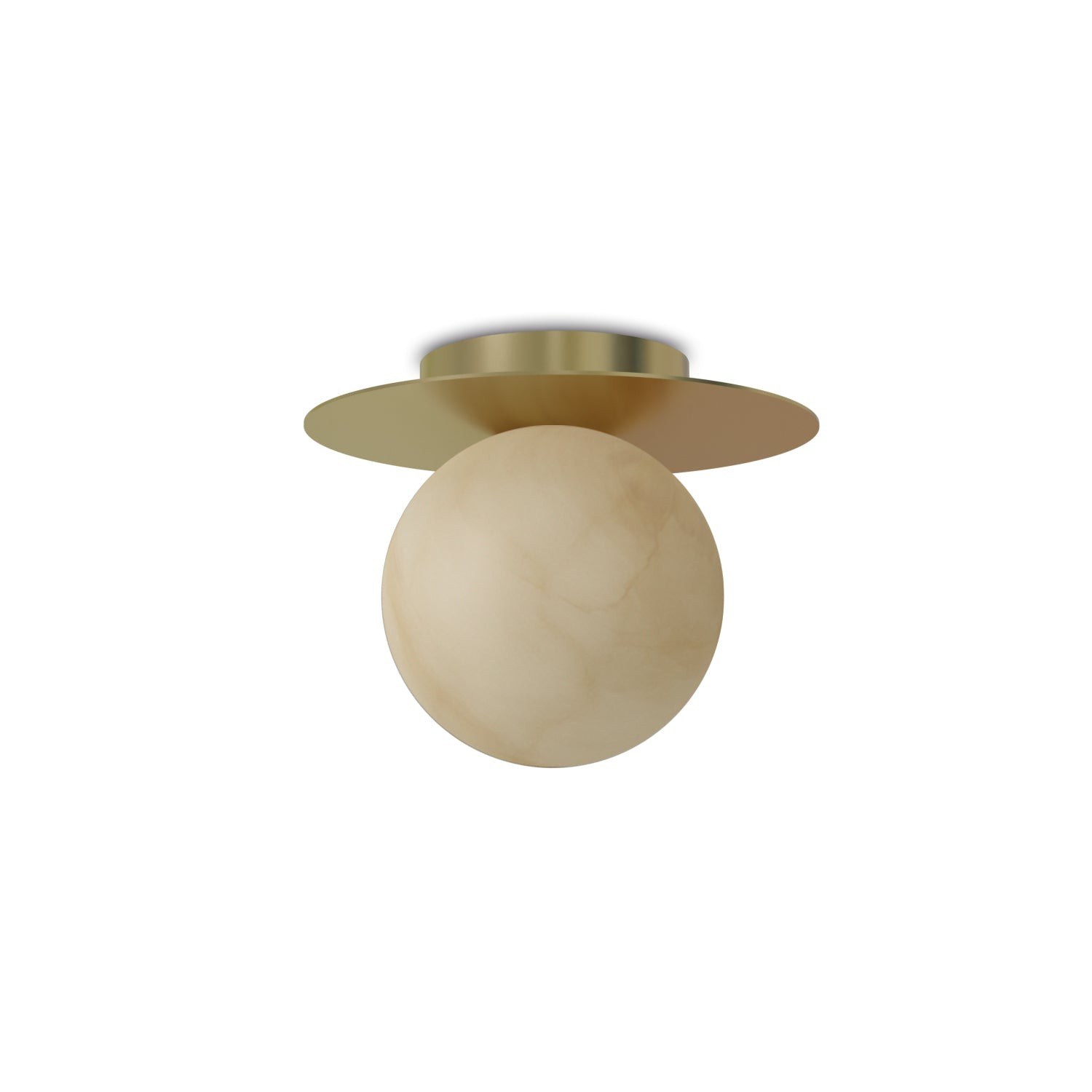 plafonnier Royal albâtre version avec disque en laiton et sphère en albâtre, fond blanc