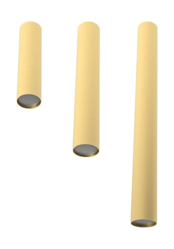 plafonnier tube Rose laiton poli mat en trois longueurs 16, 25 et 40 cm, fond blanc