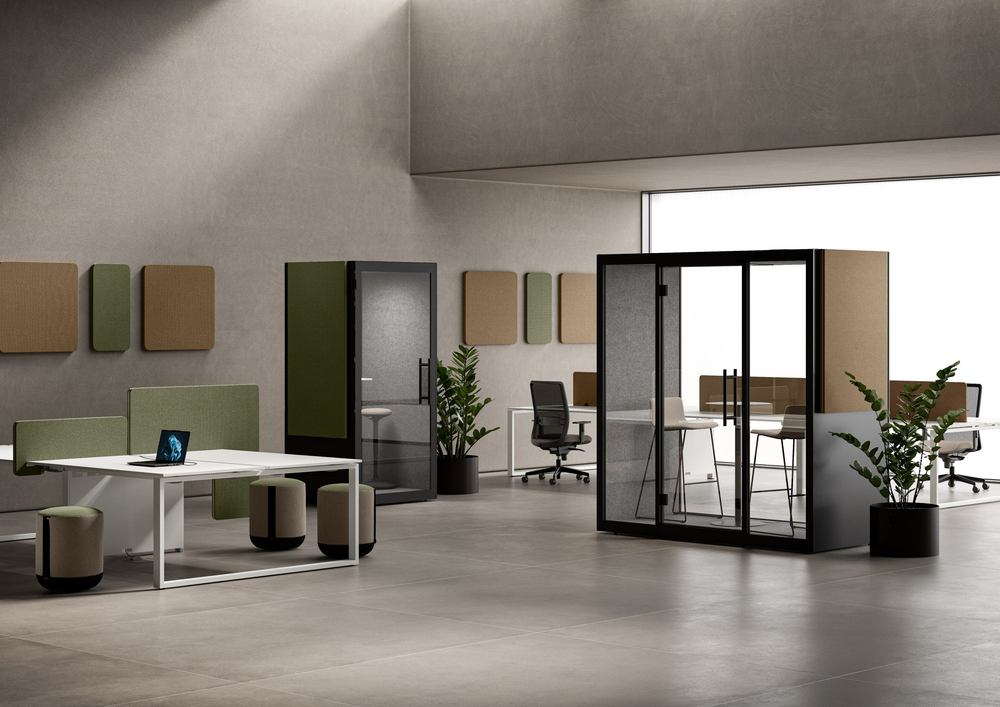 Phone Box ou Cabine Insonorisée : Laquelle Choisir pour son Open Space ? Pod acoustique vitré pour 4 postes dans un open space