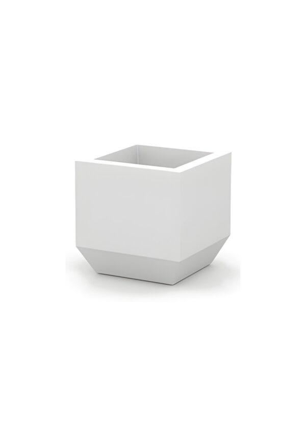 pot de fleur lumineux Vela Chill en polyéthylène blanc glacé, cube de 40 cm