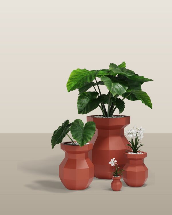 pot de fleur lumineux Yuri Vondom, pots en situation sur une terrasse