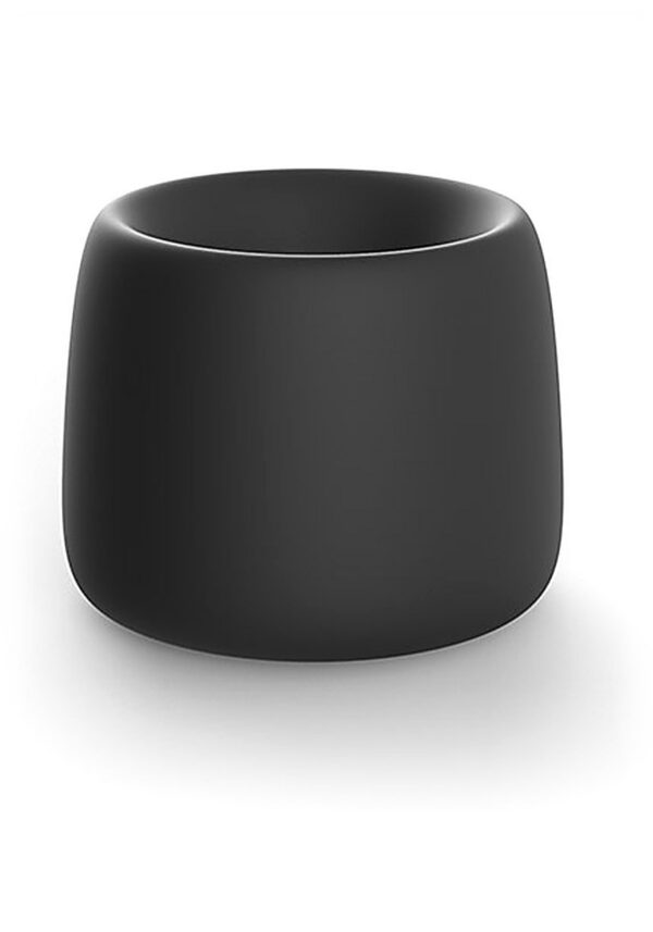 pot de fleurs extérieur design rond Vondom noir mat sur fond blanc