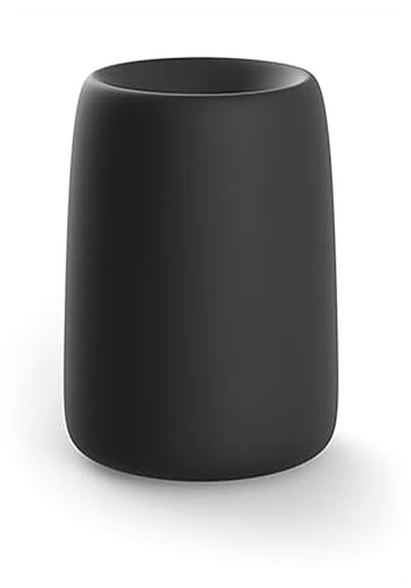 pot de fleurs extérieur haut rond Vondom noir mat sur fond blanc