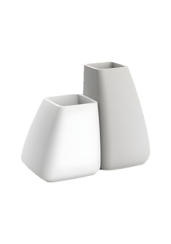 pot de fleurs extérieur Noma deux pots blancs de tailles différentes sur fond blanc
