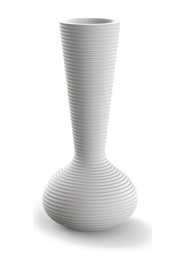 pot géant extérieur Bloom en polyéthylène blanc strié, vase de 187 cm