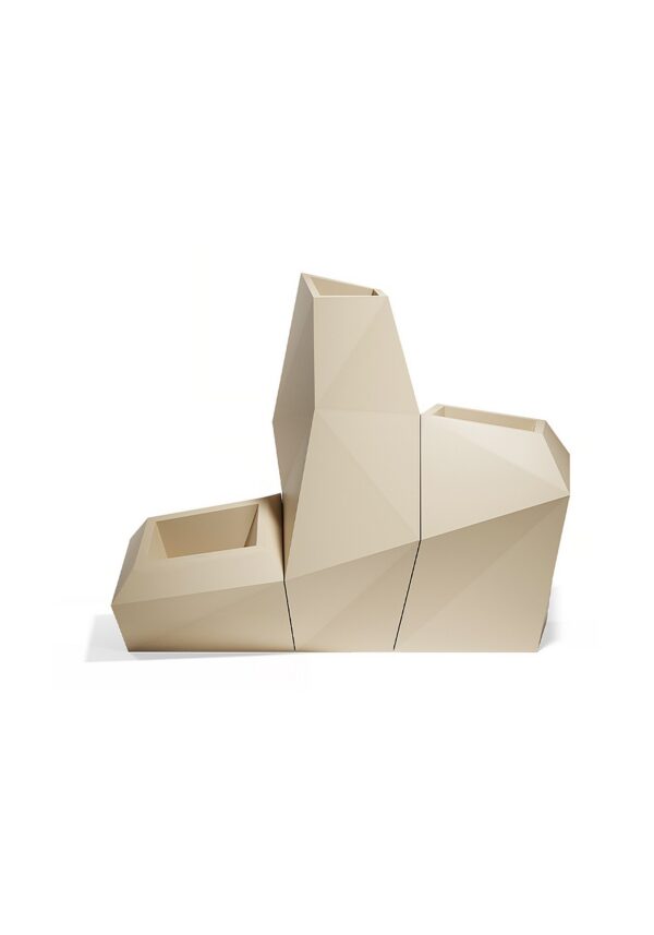 pot géant extérieur Faz Vondom trio de grands pots facettés Faz XL coloris écru