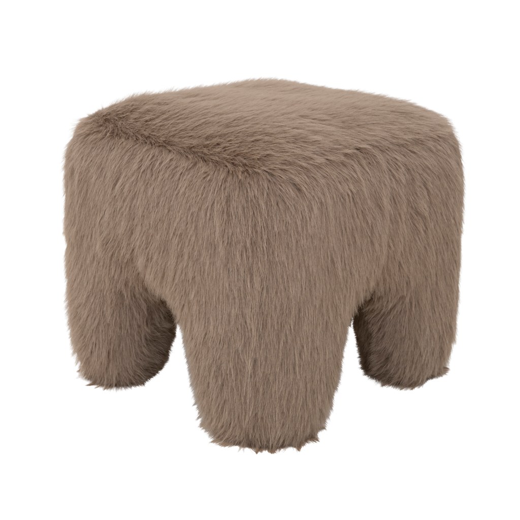Pouf Kira par Urban Nature Culture, laine brossée ou fausse fourrure pouf Kira Urban Nature Culture, version fausse fourrure vue de trois quarts