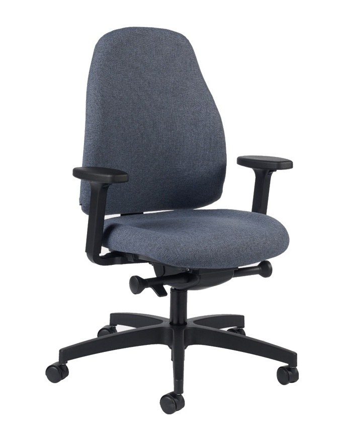 Siège Ergonomique à Haut Dossier et Têtière, Assise Coulissante Siège ergonomique à dossier moyen, tissu gris bleu