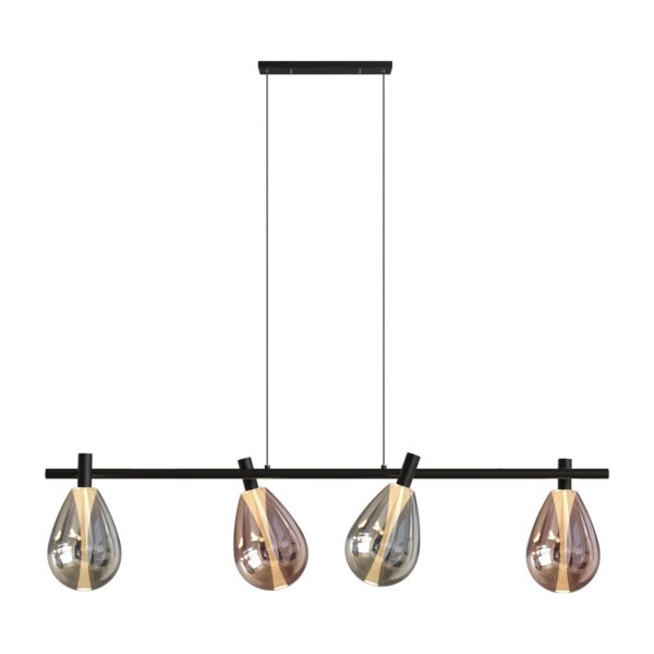suspension 4 gouttes de verre fumé et cuivré sur fond blanc