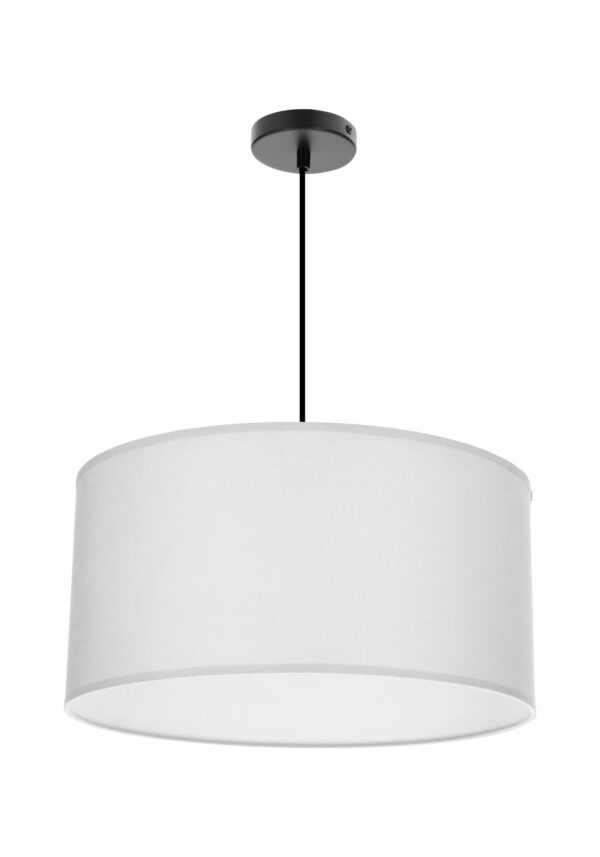 suspension abat-jour coton gris clair sur fond blanc