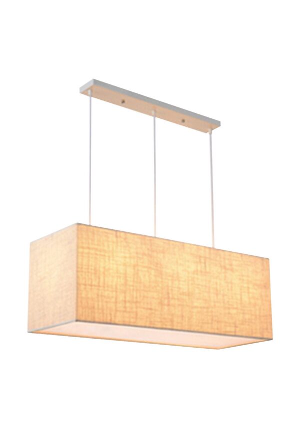 suspension abat-jour rectangulaire en lin beige sur fond blanc