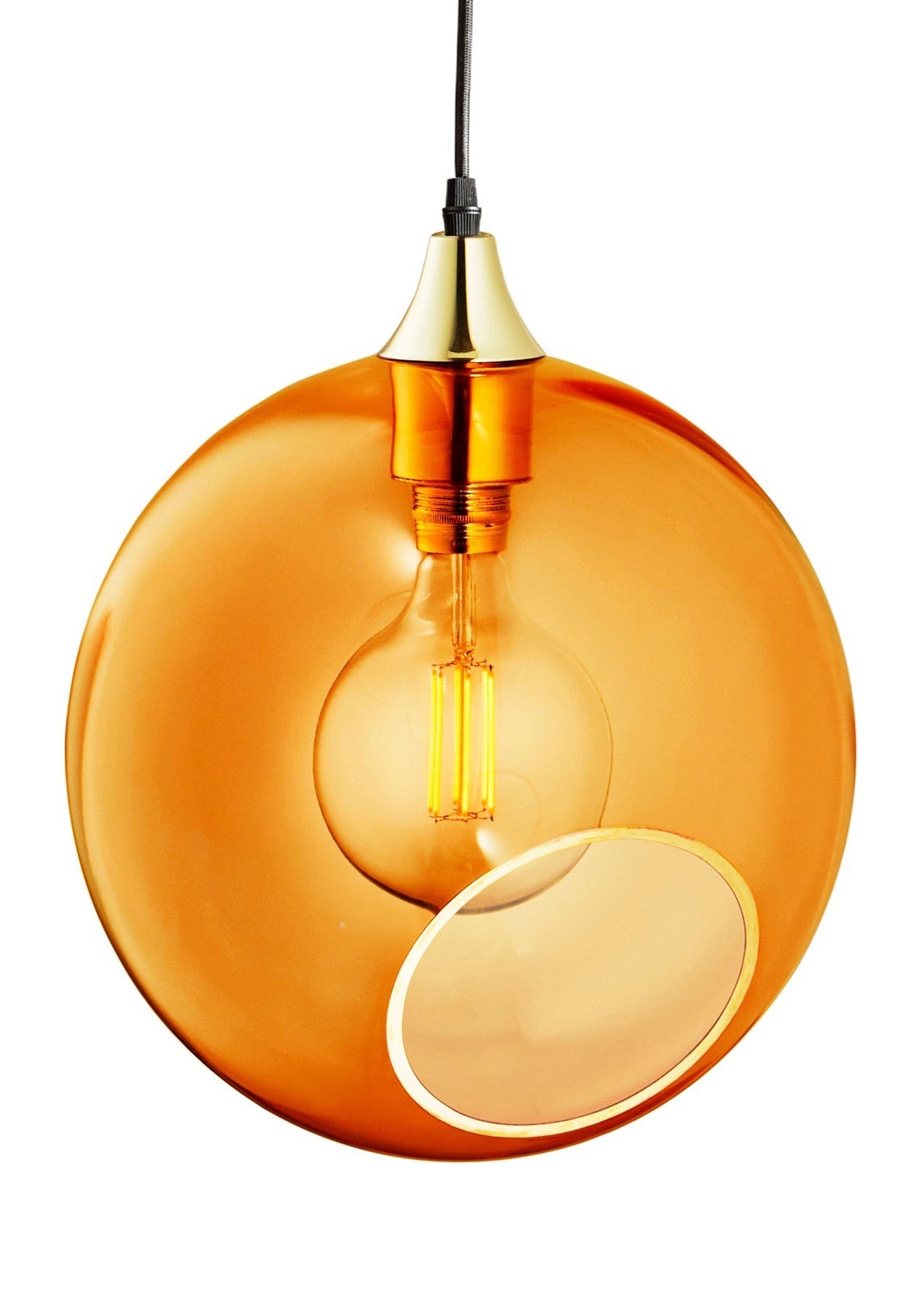 Suspension Ballroom par Design by Us, verre soufflé, Ø20 ou Ø32 cm suspension Ballroom Design by Us, verre ambre, Ø32 cm