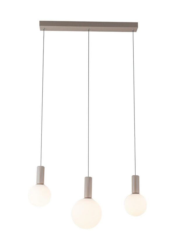 suspension barre 3 globes trois globes opale sur fond blanc