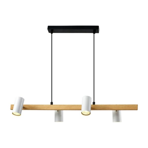 suspension barre bois spots sur fond blanc