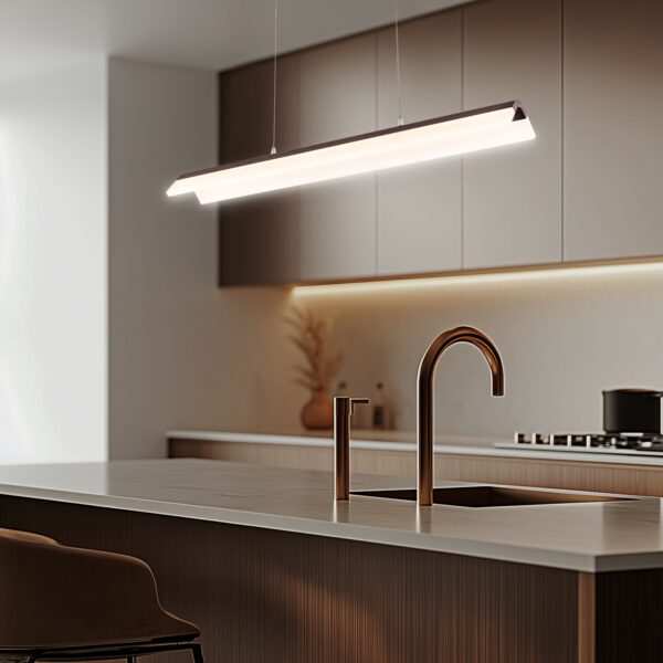 suspension barre LED dans une cuisine