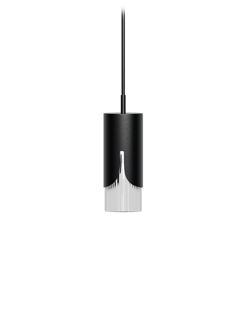 Suspension Bisel en verre soufflé par Robin Lamps suspension Bisel taille S, noir mat