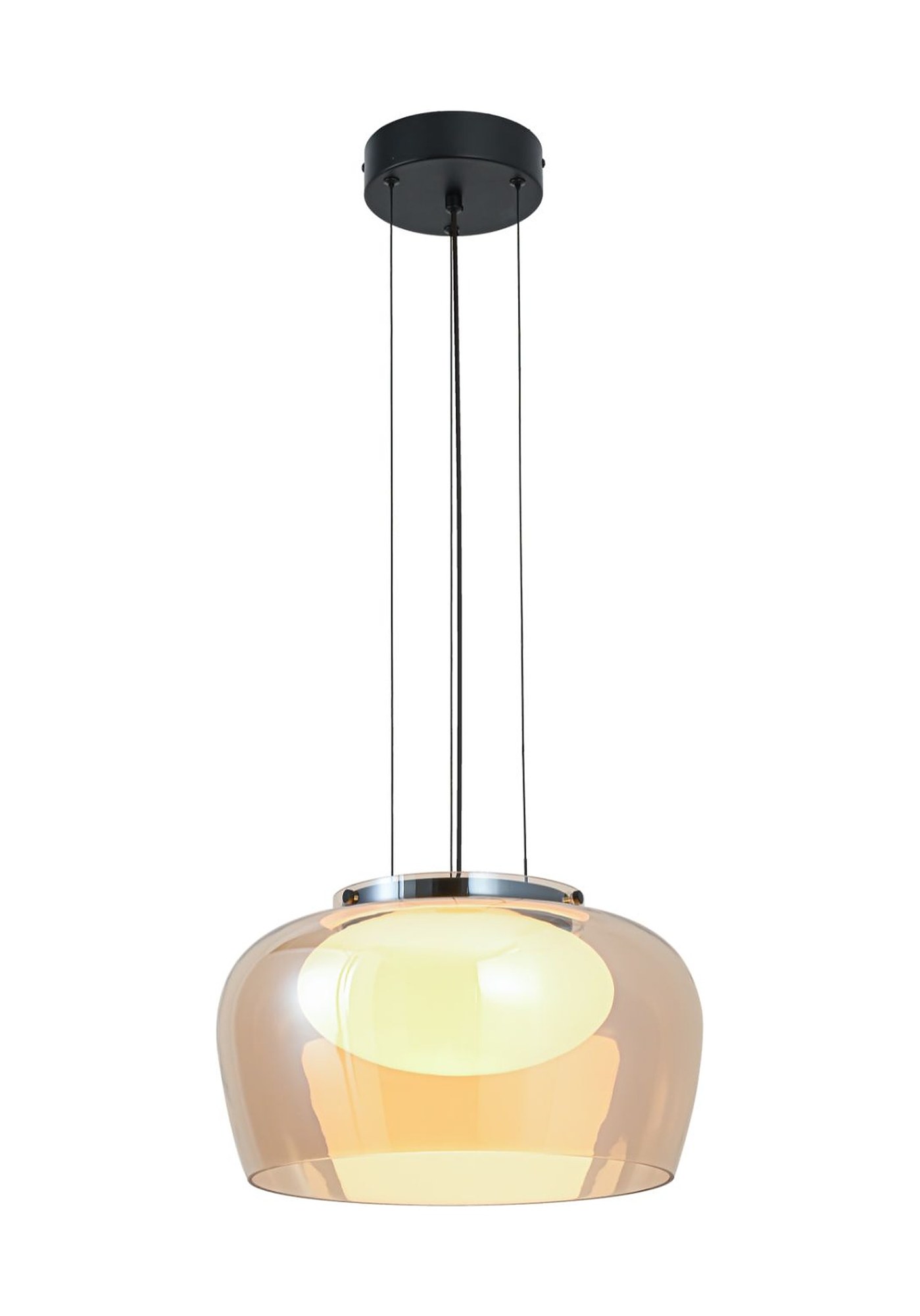 Suspension bol en verre fumé ou ambré à intérieur blanc, GX53 suspension bol verre fumé ou ambré, bol en verre ambré de 35 cm à intérieur blanc, sur fond blanc