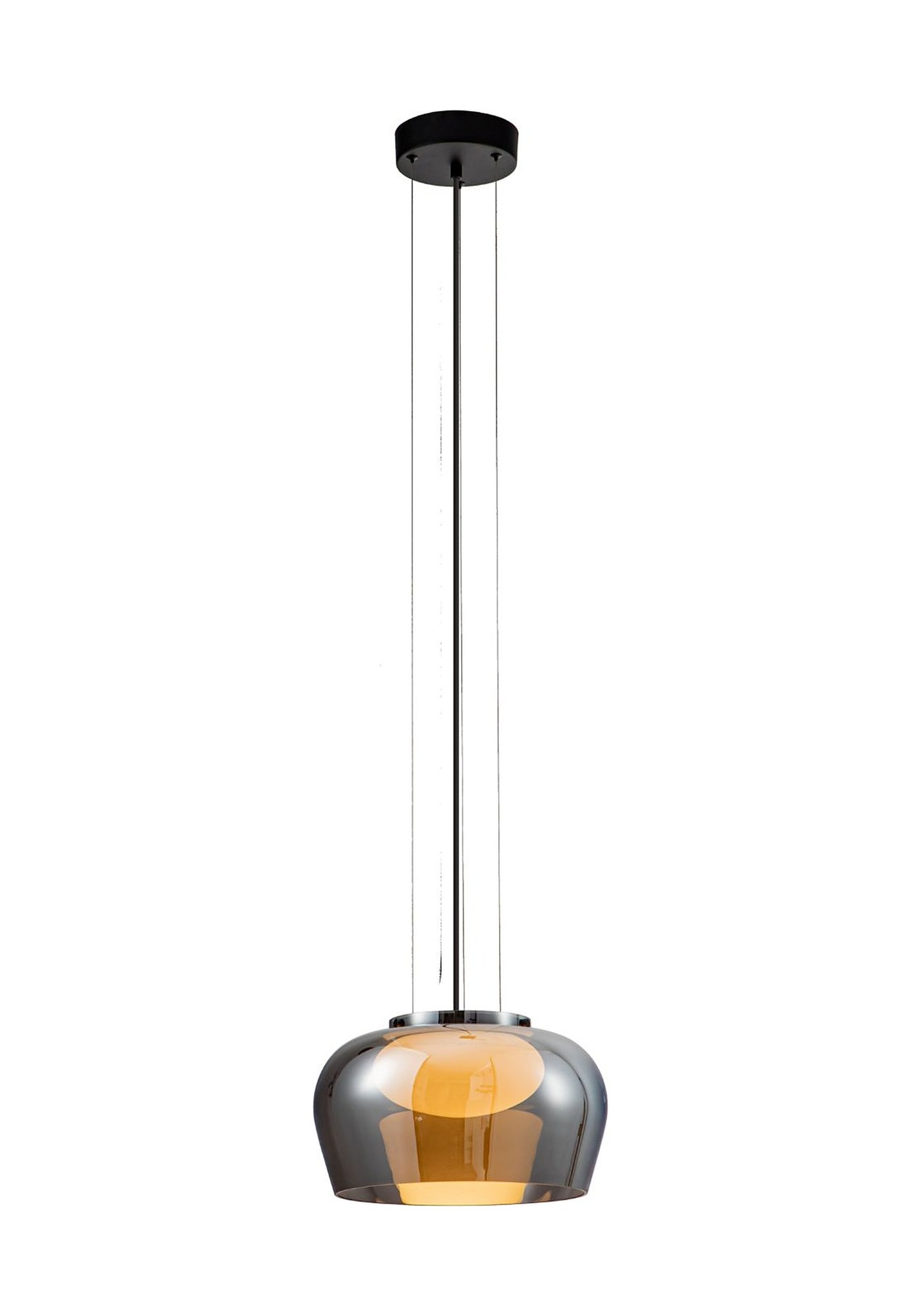 Suspension bol en verre fumé ou ambré à intérieur blanc, GX53 suspension bol verre fumé de 35 cm à intérieur blanc, sur fond blanc