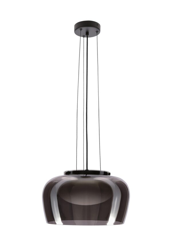 suspension bol verre fumé de 38 cm à intérieur blanc, sur fond blanc
