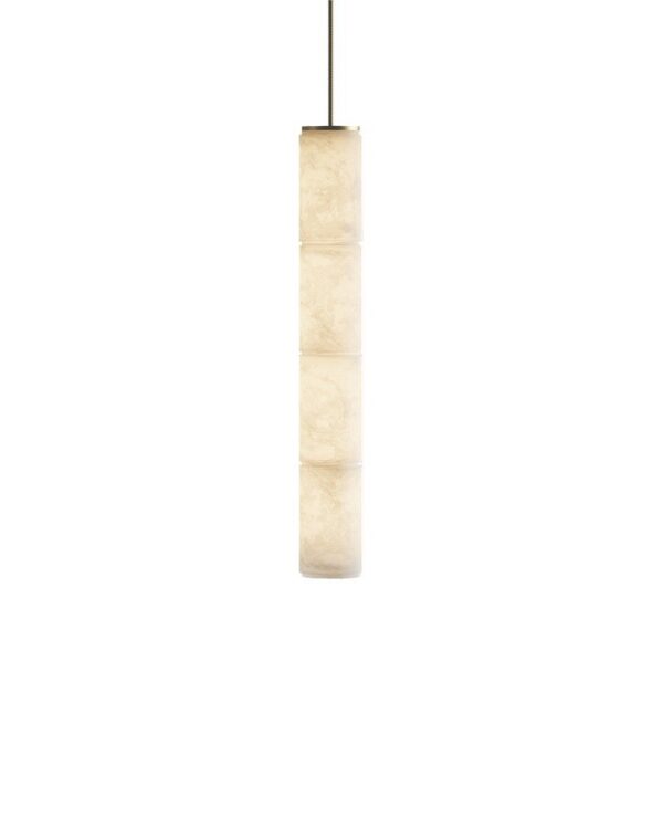 suspension Boreal 4 éléments en albâtre, capuchon doré et câble textile doré