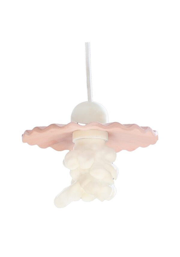suspension céramique Cloudburst corolle rose et nuage blanc sur fond blanc