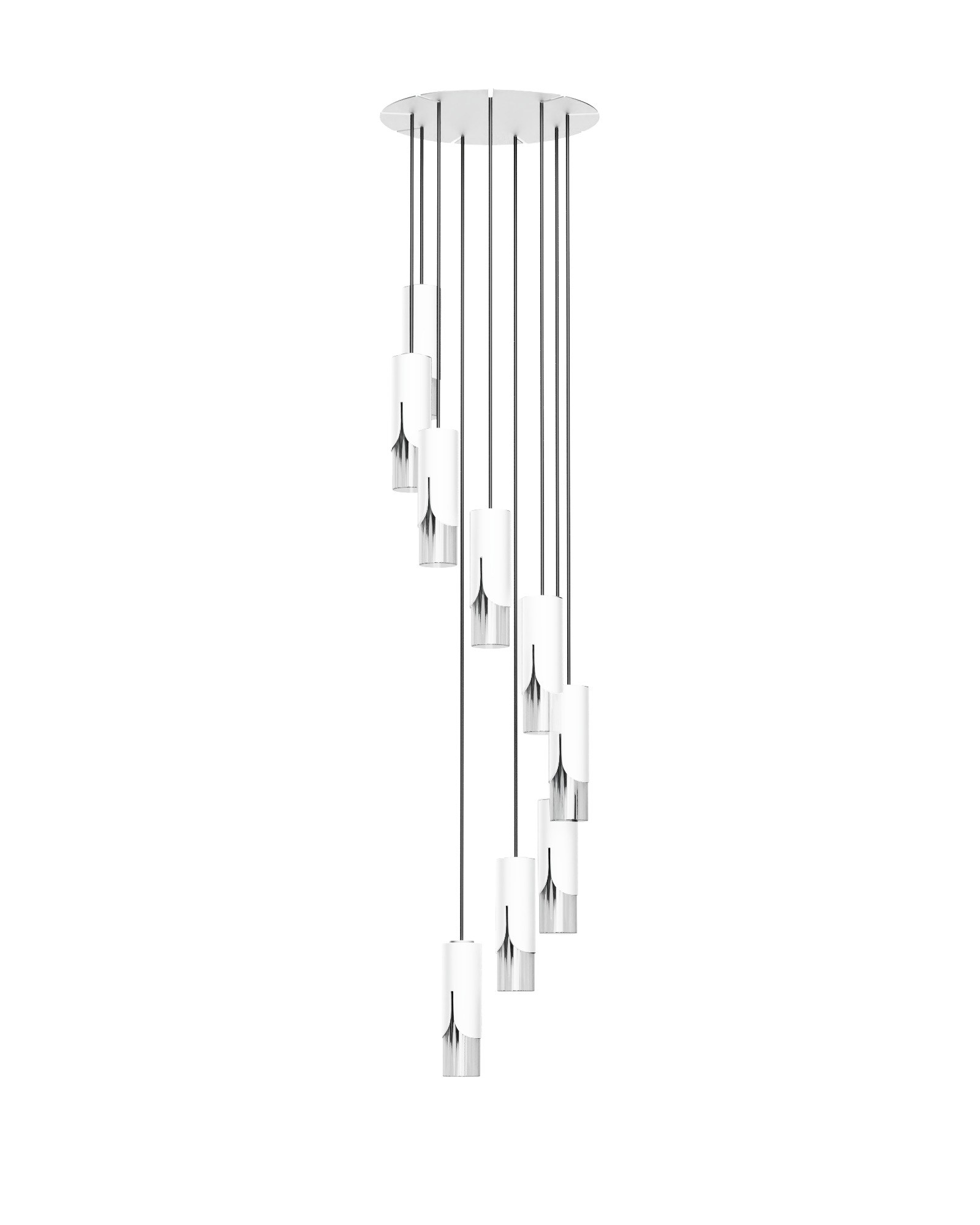 Suspension chandelier Bisel en verre soufflé par Robin Lamps suspension chandelier Bisel finition blanc mat