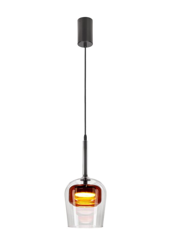 suspension cloche verre teinté marron sur fond blanc