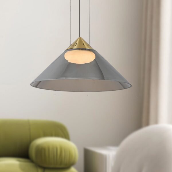 suspension cône verre fumé fume 42 cm en gros plan