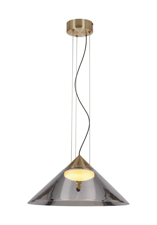 suspension cône verre fumé fume 42 cm sur fond blanc