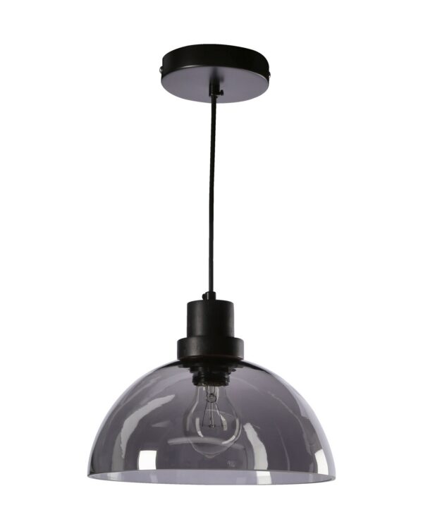 suspension dôme verre fumé noire sur fond blanc