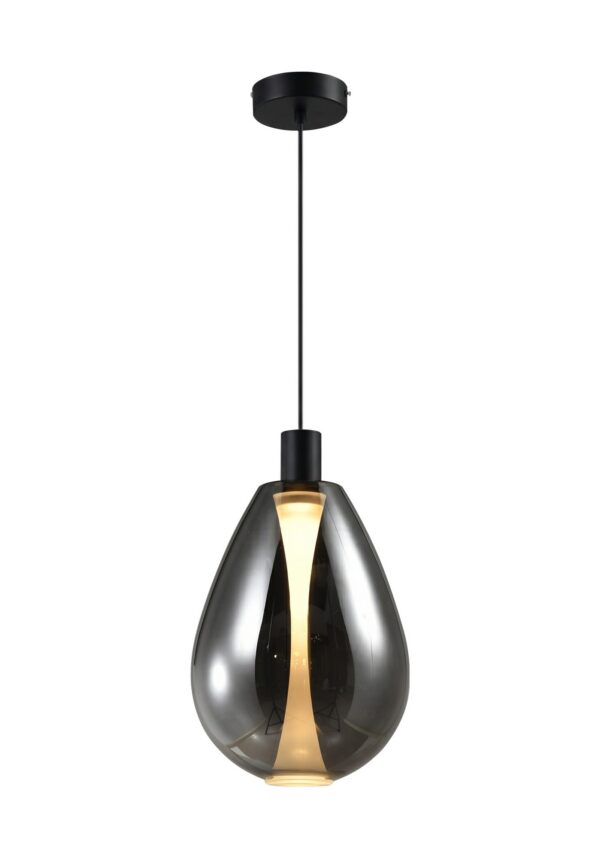 suspension en verre cuivré fumé diamètre 30 cm sur fond blanc