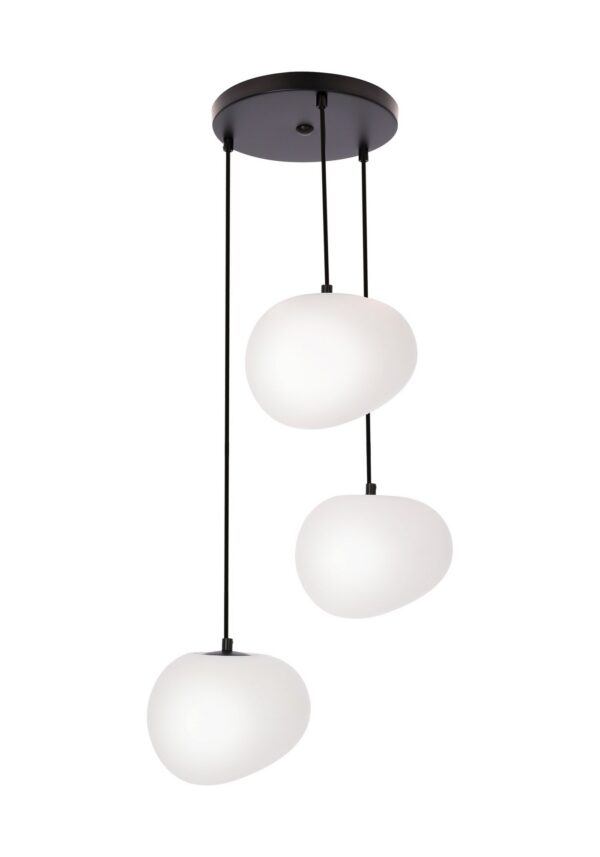 suspension galets blancs trois galets base ronde sur fond blanc